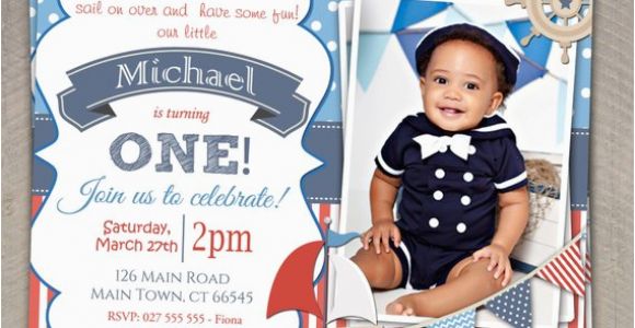 Nautical themed First Birthday Invitations Boys Nautical theme 1st Birthday by Invitationsbylittlep