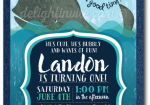 Nautical themed First Birthday Invitations Nautical Whale 1st Birthday Invitations Di 369