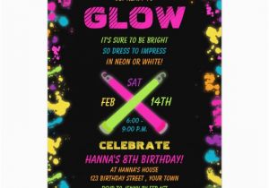 Neon Colored Birthday Invitations Glow Party Neon Birthday Invitation Zazzle Com