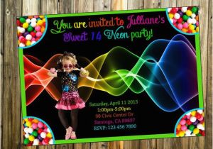 Neon Colored Birthday Invitations Neon Birthday Invitation Glow In the Dark Party by