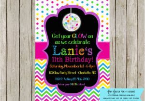 Neon Colored Birthday Invitations Neon Colors Glow Party Invitation