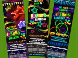 Neon Colored Birthday Invitations Neon Glow In the Dark Birthday Party Invitation Ticket