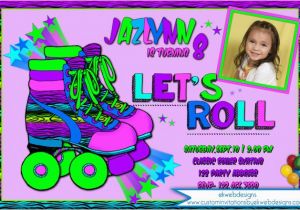 Neon Colored Birthday Invitations Roller Skating Birthday Invitation Neon Colored