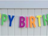 Neon Happy Birthday Banner 6 Neon Felt Happy Birthday Banner by Polkadotsandpennants