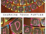 Neon Happy Birthday Banner Custom Neon Happy Birthday Banner by Charmingtouchparties