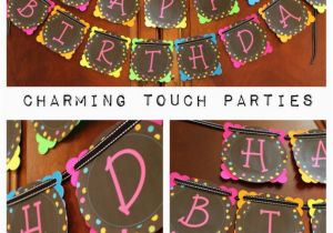 Neon Happy Birthday Banner Custom Neon Happy Birthday Banner by Charmingtouchparties