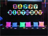 Neon Happy Birthday Banner Glow In the Dark Blacklight Neon Party Made with Glow