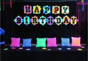 Neon Happy Birthday Banner Glow In the Dark Blacklight Neon Party Made with Glow