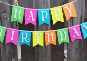 Neon Happy Birthday Banner Items Similar to Neon Colors Happy Birthday Banner On Etsy