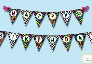 Neon Happy Birthday Banner Neon 80 39 S Party Happy Birthday Banner 30th by