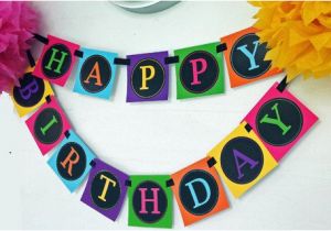 Neon Happy Birthday Banner Neon Banner Printable Instant Download Happy Birthday