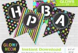 Neon Happy Birthday Banner Neon Glow Happy Birthday Banner Neon Glow Birthday Party