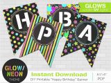 Neon Happy Birthday Banner Neon Glow Happy Birthday Banner Neon Glow Birthday Party