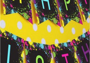 Neon Happy Birthday Banner Neon Glow Party Happy Birthday Banner Instantly