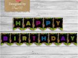 Neon Happy Birthday Banner Neon Party Birthday Banner Sweet Sixteen Birthday Instant