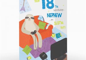 Nephew 18th Birthday Card Personalised 18th Birthday Card Nephew Sloth Out From
