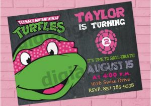 Ninja Turtle Birthday Invite Girl Teenage Mutant Ninja Turtle Birthday Invitation Ninja