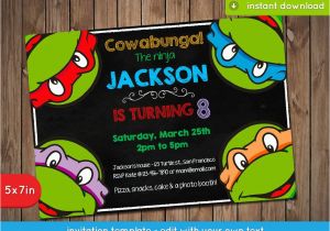 Ninja Turtles Birthday Invites Teenage Mutant Ninja Turtles Invitation Tmnt Printable