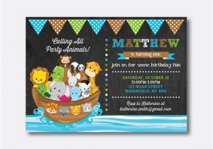 Noah S Ark Birthday Invitations Noah 39 S Ark Birthday Invitation Noah Ark Invitation Noah