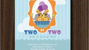 Noah S Ark Birthday Invitations Noah 39 S Ark Invitation Noah 39 S Ark Birthday Two by Two