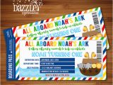 Noah S Ark Birthday Invitations Printable Noahs Ark Ticket Birthday Invitation Baby