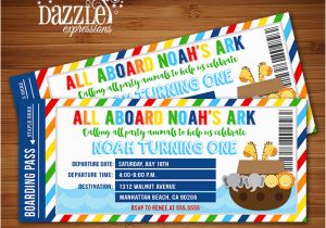 Noah S Ark Birthday Invitations Printable Noahs Ark Ticket Birthday Invitation Baby