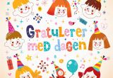 Norwegian Birthday Card Gratulerer Med Dagen Happy Birthday norwegian Lager Vektor