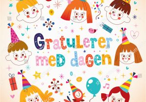 Norwegian Birthday Card Gratulerer Med Dagen Happy Birthday norwegian Lager Vektor