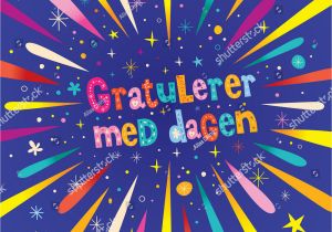 Norwegian Birthday Card Gratulerer Med Dagen Happy Birthday norwegian Stock Vector