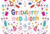 Norwegian Birthday Card Gratulerer Med Dagen Happy Birthday norwegian Stock Vector