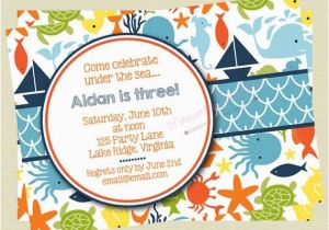 Ocean themed Birthday Invitations Items Similar to Under the Sea Birthday Invitations Sea