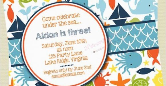 Ocean themed Birthday Invitations Items Similar to Under the Sea Birthday Invitations Sea