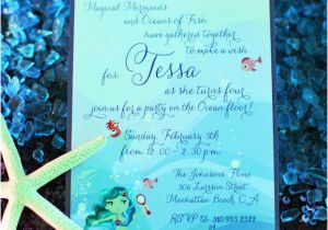 Ocean themed Birthday Invitations Mermaid Under the Sea Children 39 S Birthday Party