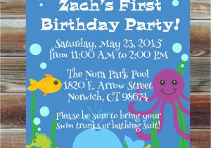 Ocean themed Birthday Invitations Ocean theme First Birthday Invitation 1st 2nd 3rd Birthday