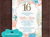 Ocean themed Birthday Invitations order This Seashell Ocean Sweet Sixteen Coral