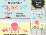 Ocean themed Birthday Invitations Under the Sea Girl Birthday Invitation Personalized D2