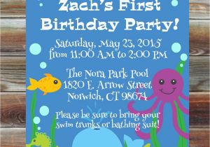 Ocean themed Birthday Party Invitations Ocean theme First Birthday Invitation 1st 2nd 3rd Birthday