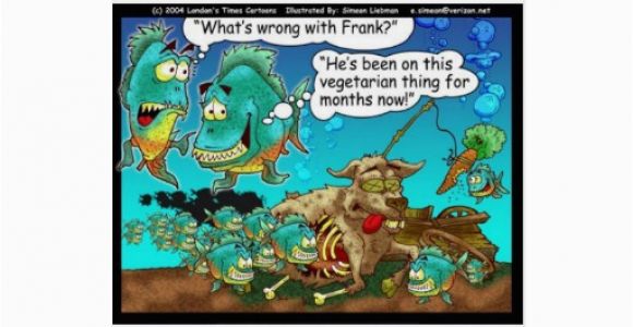Offbeat Birthday Cards Vegan Pirahanas Funny Offbeat Cartoon Gifts Greeting Card