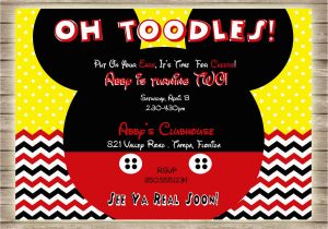 Oh toodles Birthday Invitations Mickey Mouse Oh toodles Chevron and Polka Dot Birthday