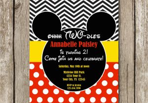 Oh toodles Birthday Invitations Mickey Mouse Oh Two Dles Birthday Invitation Mickey Mouse