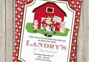 Old Macdonald Had A Farm Birthday Invitations Old Macdonald Birthday Invitation Farm Birthday Invite Pig