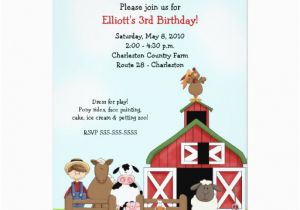 Old Macdonald Had A Farm Birthday Invitations Old Macdonald Eieio Farm Barnyard Birthday Invite Zazzle