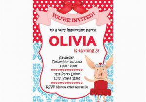 Olivia the Pig Birthday Invitations Olivia Custom Party Invitation Version 2 for Kim You Print