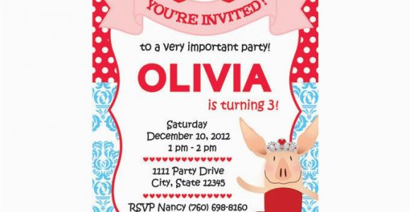 Olivia the Pig Birthday Invitations Olivia Custom Party Invitation Version 2 for Kim You Print