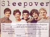 One Direction Birthday Invitations Invitations for Sleepover Party