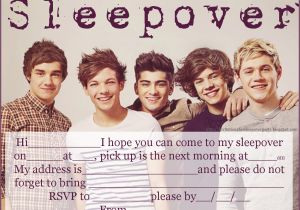 One Direction Birthday Invitations Invitations for Sleepover Party