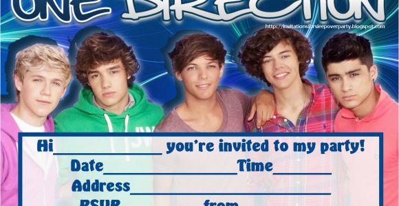 One Direction Birthday Invitations Invitations for Sleepover Party