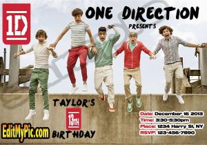 One Direction Birthday Invitations One Direction Printable Birthday Invitation