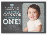 One Year Old Birthday Quotes for Invitations Little Cake Boy First Birthday Invitation Shutterfly