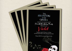 Opera Birthday Card Phantom Of the Opera Party Invitation and Envelope